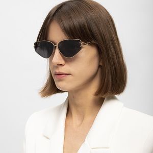 Christian Dior Gipsy 2 gold rimmed cat eye black sunglasses sun glasses shades